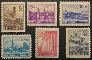 Estonia Nazi Occupation WWII Scott NB1-NB6 Landmarks Of Estonia 1941 Set Of 6 MH - Picture 1 of 1