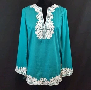 MICHAEL MICHAEL KORS  Embroidered Tunic Blouse Cotton Size XS  - Picture 1 of 9