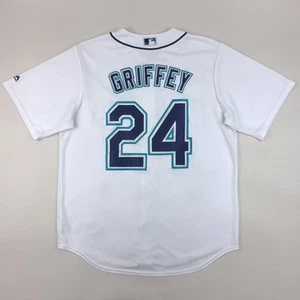 Majestic Ken Griffey Jr Jersey Mens Large White Seattle Mariners MLB Baseball - Picture 1 of 12