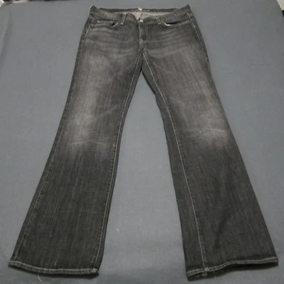 7 For All Mankind Jeans Womens 34x32 Black Bootcut Distressed Stretch Preppy USA - Image 1 of 4