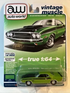 Auto World Vintage Muscle 1970 Dodge Challenger T/A Green 1/64 Diecast - Picture 1 of 7