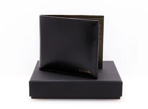 NEU UND VERPACKT Paul Smith GELDBÖRSE - SCHWARZ & OLIV GENARBTES LEDER GELDBÖRSE UVP £295 - Bild 1 von 5