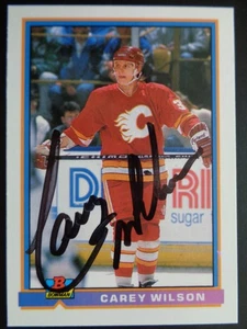 Carey Wilson - 1991-92 #226 Bowman Autographed - Ice Hockey Calgary Flames - Picture 1 of 2