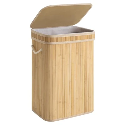 Laundry Hamper with Lid, Foldable Bamboo Laundry Basket, Clothes Hamper with ... - Image 1 of 4