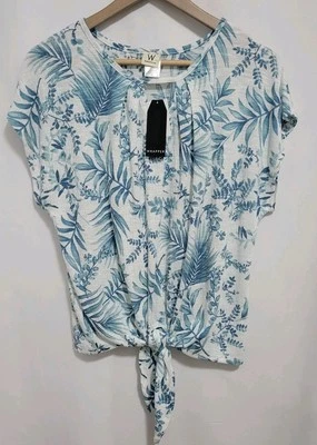 Top con estampado de hojas envolvente, talla M, nuevo Foto 1 de 3