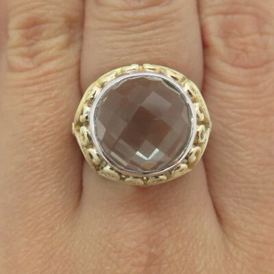 Anillo DSMK de plata de ley 925 con cúpula de amatista verde real de 2 tonos tamaño 7,25 Foto 1 de 4