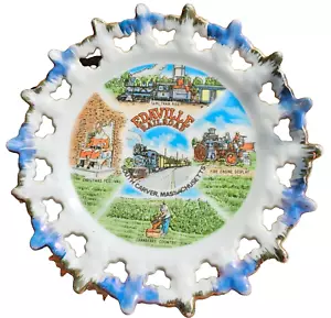 VINTAGE EDAVILLE EISENBAHN SOUVENIR KERAMIK DURCHBOHRTE PLATTE - 8"-RR-SÜD SCHNITZER, MA - Bild 1 von 3