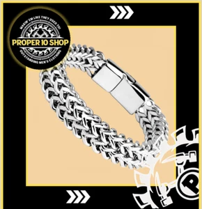 8 mm Doppelreihig Geflochten Edelstahl Herren 9 Zoll Kubanisches Gliederarmband Armbänder - Bild 1 von 4