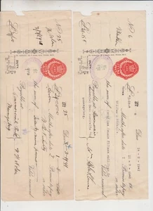 Manangatang Victoria 4 x pagarés y culillas 1/- rojo impreso sello - Imagen 1 de 4