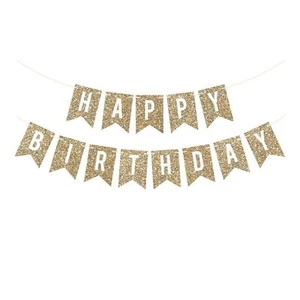 Glitter Gold Happy Birthday Banner Happy Birthday Girl Party Decorations - Picture 1 of 4