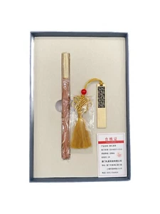 Juego de regalo de bolígrafo japonés de latón y madera y disco duro con borlas - Imagen 1 de 8