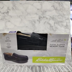 New, Eddie Bauer XXL(13) Gray Men's Suede Slipper Westhaven. Memory Foam, New - Picture 1 of 14