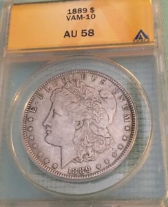 1889 $1 Morgan Dollar (SILVER), ANACS AU58 VAM-10 - Picture 1 of 2
