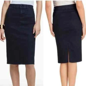 J Brand Willa Inkwell Blue Denim Jean Stretch Pencil Skirt Back Slit sz 25 $188 - Picture 1 of 16