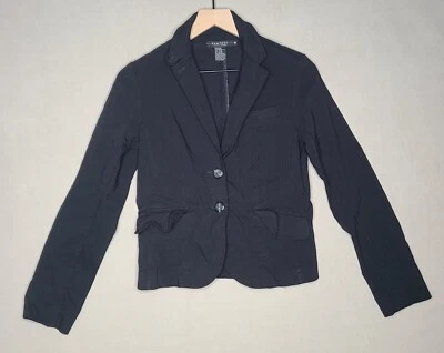 Y2K 2000s Rampage Black Stretch Collared Button Up Blazer Womens M Medium Foto 1 de 4