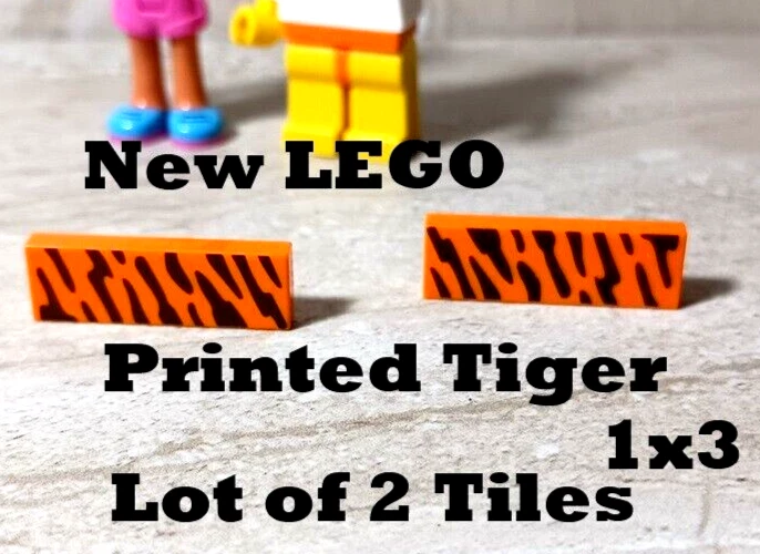 Nuevo LEGO Tigre Azulejos Lote de 2 Impresos Animal Print Piso o Cama Foto 1 de 1