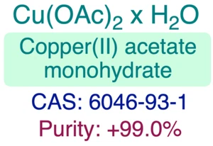 Copper(II) acetate || CAS: 6046-93-1 || 100 g || Purity: +99.0% - Picture 1 of 7