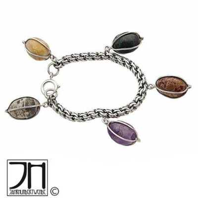 Silber Armkette Armband Amethyst Türkis Vintage silver bracelet arm chain - Bild 1 von 4