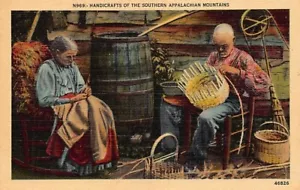 Postkarte USA: Kunsthandwerk der südlichen Appalachen, Vintage Leinen - Bild 1 von 2