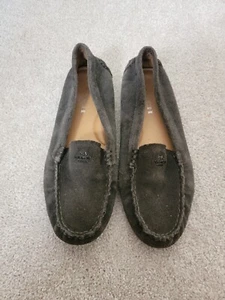 Coach Gray Amber Leather Driving Loafers Size 7 - Picture 1 of 6