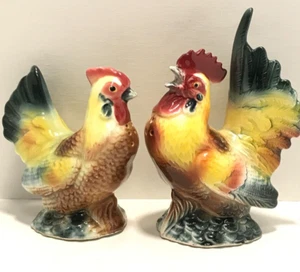 Vintage Nikoniko Gallo e Pollo Sale e Pepe Shaker Alto 4,5" Porcellana - Foto 1 di 15