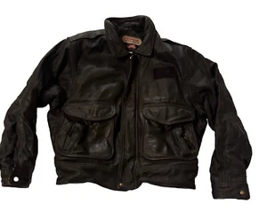 Chaqueta de vuelo de cuero de aviación Perrone vintage para hombre hecha en EE. UU. Talla XL US Airways - Imagen 1 de 13