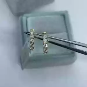 1 Ct Lab Created Moissanite Small Huggie Hoop Earrings 14K Yellow Gold Plated - Picture 1 of 7