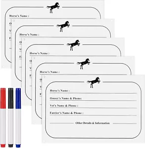 Fulmoon 5 Pcs Horse Stall Name Plate Dry Erase Sign Horse Info Stall Plaque with - Picture 1 of 12