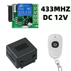 12V 433Mhz Funkschalter System Schwarz Empfänger Weiß Fernbedienung Ein/Aus Set - Bild 1 von 21