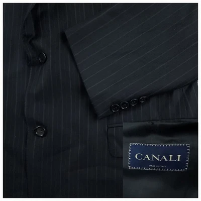 Canali Suit Mens 46L/39R Slim Fit Super 120s Wool Italy 2 Piece Pinstripe Cuffed - Image 1 of 4