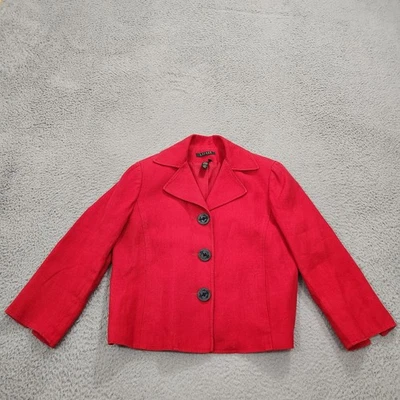 Blazer de linho Lauren Ralph Lauren feminino tamanho 10 botão vermelho jaqueta casaco esportivo - Imagem 1 de 4