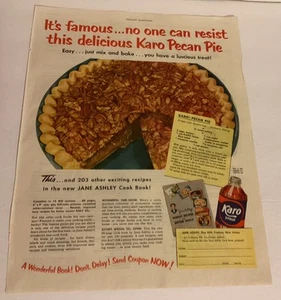 1952 Karo Syrup Print Ad Karo Pecan Pie Recipe - Picture 1 of 3