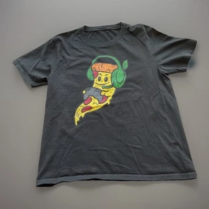 T-shirt uomo fetta di peperoni pizza gioco videogioco nero retro - Foto 1 di 7