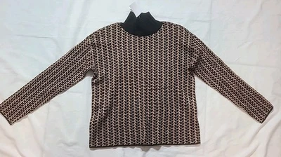 Заводской свитер Ann Taylor. Черный и желтовато-коричневый геометрический узор. Размер M. новый с Ярлыками. - Изображение 1 из 4