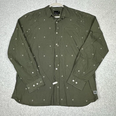 Tavik Shirt Men L Military Green Button Up Long Sleeve Geometric Grunge Gorpcore - Image 1 of 4