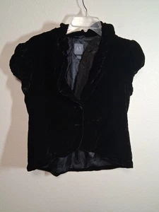 VTG Armani Exchange Velvet Jacket Y2K BusinessCasual Boho Whimsigoth Black Large - Picture 1 of 5