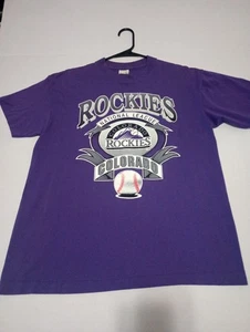 Colorado Rockies Shirt Vintage 90s Large Contender Single Stitch Lila Retro - Bild 1 von 7