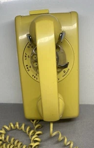 Vintage Western Electric Bell Yellow Wall Rotary Phone Telephone Untested - Zdjęcie 1 z 14
