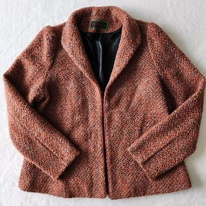 Kenki Blazer Womens Small Rust Nobly Tweed Wool Blend Jacket Office Preppy Fall - Imagen 1 de 11