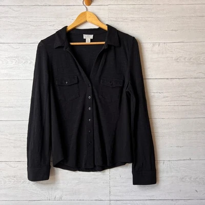 Top Caslon Mujer Talla Mediana Negro Botones Burnout Mezcla Algodón Ligero Foto 1 de 4