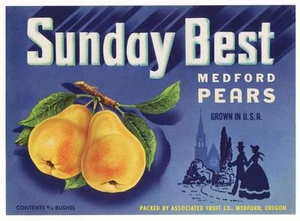 *Original* SUNDAY BEST Medford Oregon Church Steeple Pear Label NOT A COPY!! - Picture 1 of 1