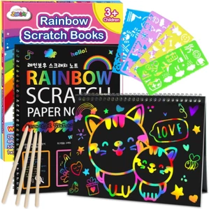 Scratch Paper Art-Crafts Gift: 2 Pack Rainbow Notebooks Supplies Toys Easter Bas - Picture 1 of 12