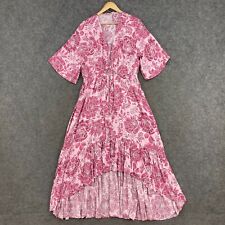Gingham & Heels Dress Womens Size 16 Pink Floral Rayon Midi Pockets Shift 21711