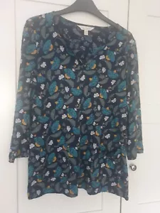 Seasalt Cornwall Gypsophilia Top Size 10 Blue Floral Top With Pockets - Picture 1 of 5