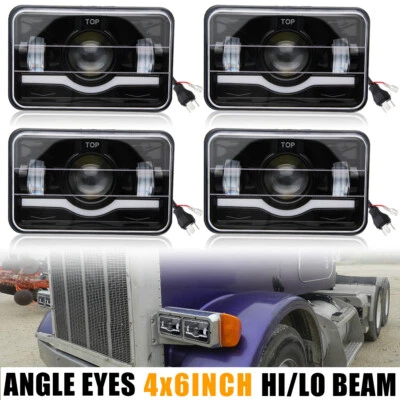 4pcs 4x6'' Demon LED Headlights Light Bulbs  For Kenworth T800 T400 T600A W900 - Image 1 of 4