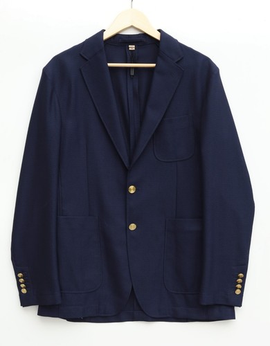BURBERRY Giacca Cappotto Sportivo Uomo Sfoderata Lana Blu Blazer EU 50 R (US 40 R)