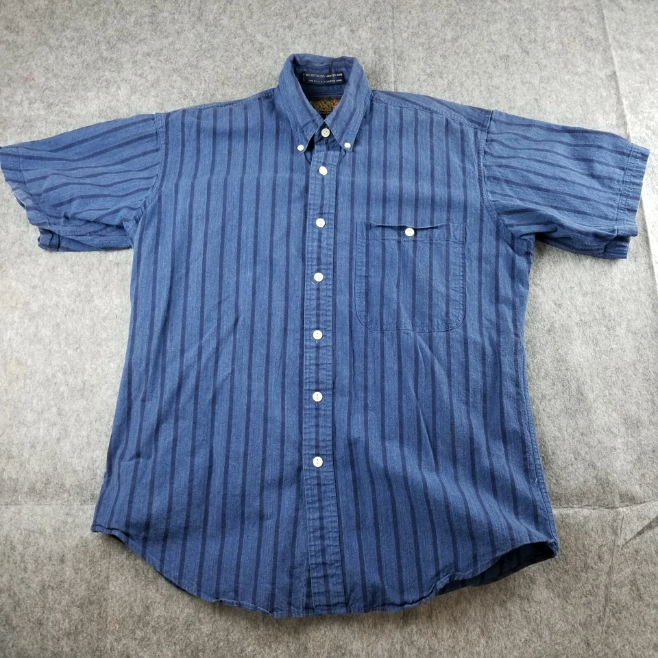 Vintage Ralph Lauren Chaps Mens Size Medium Blue Stripe Linen Blend Shirt - Image 1 of 4