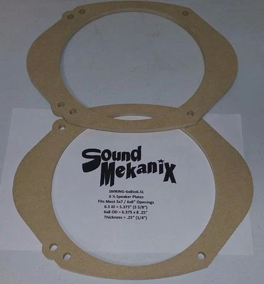 SOUND MEKANIX MDF Speaker / Spacer Rings, 5x7" / 6x8" to 6.5" LARGE 1/4" Adaptor One Pair