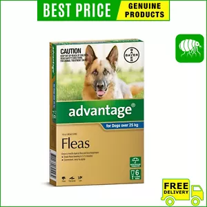 ADVANTAGE Flea Treatment for Dogs Over 25 Kg BLUE Pack 6 Pipettes Free Shipping - Picture 1 of 2