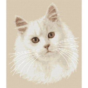 Weiße Perserkatze (Sepia) Kreuzstich-Design (Set oder Karte) - Bild 1 von 1